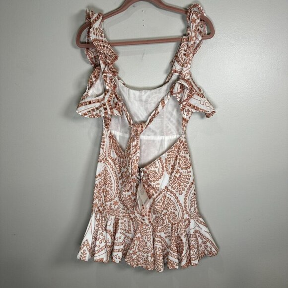 Bardot Eliza Eyelet Ruffle Mini Dress Size 6 White Pink Preppy Brunch Cotton NWT - Picture 11 of 13